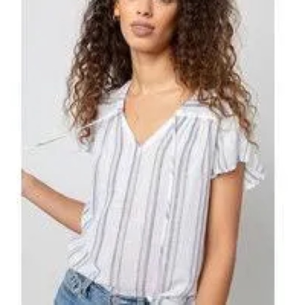 Rails Viera Ryland Stripe Blouse with flutter sleeve.